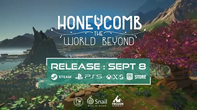 Carte de sortie Honeycomb The World Beyond indiquant le 8 septembre et les boutiques annoncées